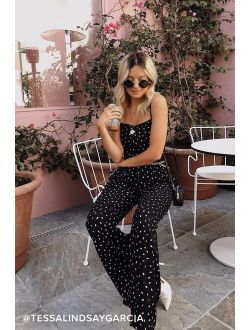 In Demand Black and White Print Sleeveless Wide-Leg Jumpsuit