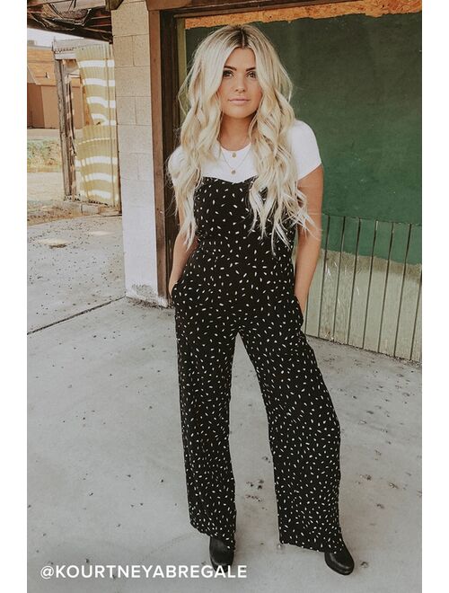 Lulus In Demand Black and White Print Sleeveless Wide-Leg Jumpsuit