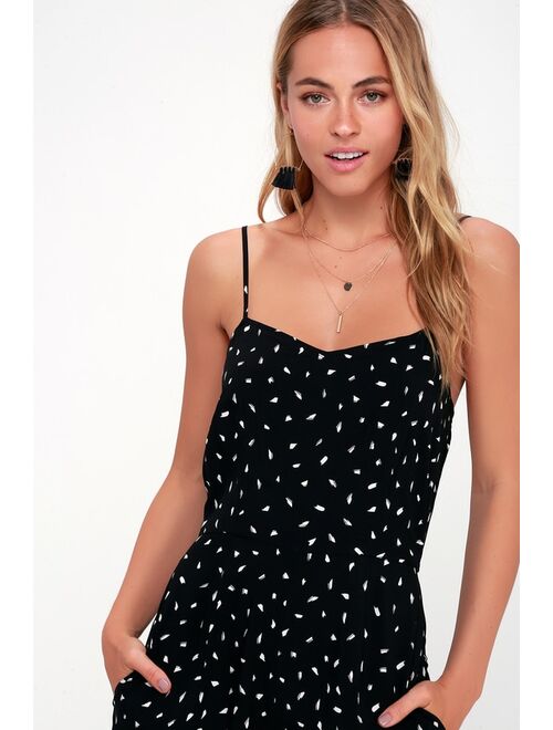 Lulus In Demand Black and White Print Sleeveless Wide-Leg Jumpsuit