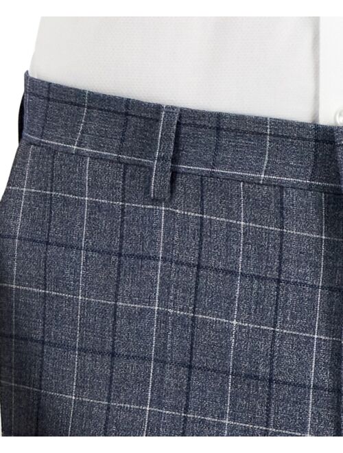 HUGO Hugo Boss Men's Slim-Fit Gray Windowpane Check Suit Pants