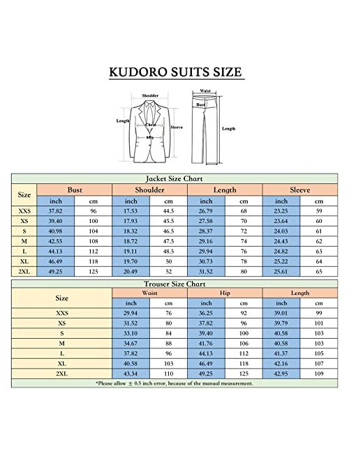 KUDORO Mens Plaid 3 Piece Suits Slim Fit Double Breasted Plaid Suit Jacket Vest Pants Set Formal