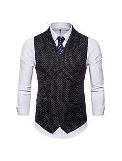 YFFUSHI Mens Slim Fit Dress Vest Plaid/Stripes Formal Premium Button Down Vest Mens Vest Waistcoat