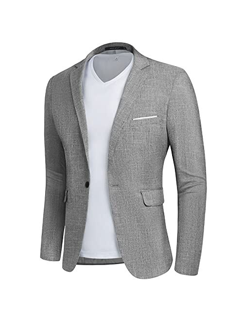 Buy MAGE MALE Men's Slim Fit Blazer Jackets Suit One Button Lightweight ...