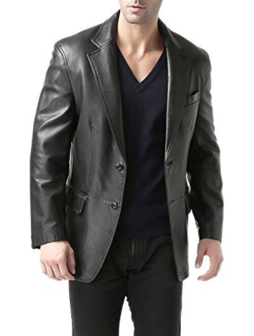 BGSD Men Grant 2-Button Leather Blazer Lambskin Sport Coat Jacket (Regular, Big & Tall and Short)