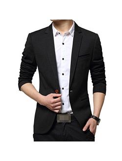 LEOCLOTHO Men's Suit Blazer Business Slim Fit one Button Lightweight Casual Blazer Jacket
