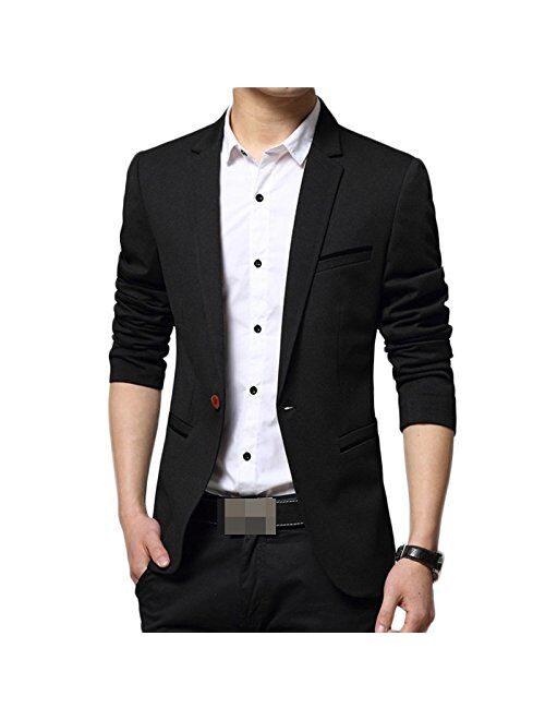 LEOCLOTHO Men's Suit Blazer Business Slim Fit one Button Lightweight Casual Blazer Jacket