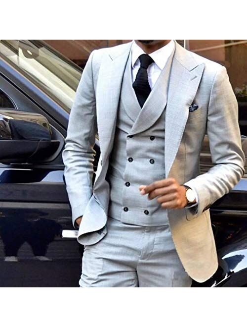 JYDress JY Men's Fashion 3 Pieces Men Suits Wedding Suits for Men Groom Tuxedos