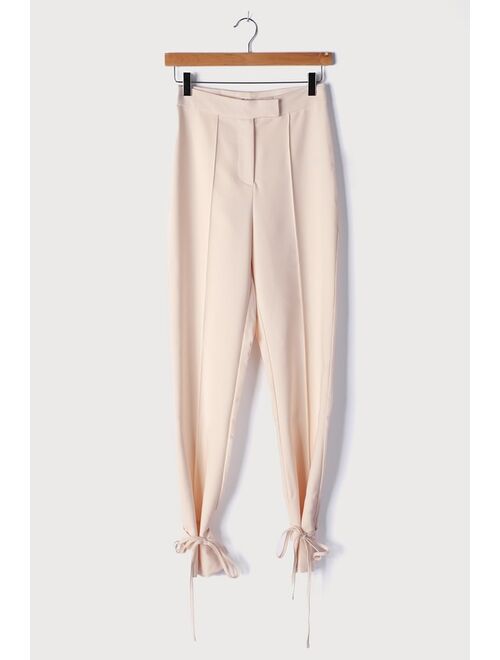4TH & RECKLESS Alma Cream Ankle-Tie Trouser Pants
