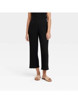 Women's High-Rise Wide Leg Ribbed Ankle Pants - A New Day™