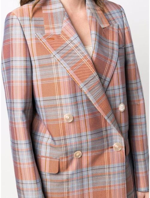 Acne Studios double-breasted tartan suit jacket