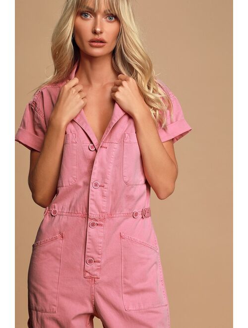 Pistola Grover Washed Pink Utility Jumpsuit