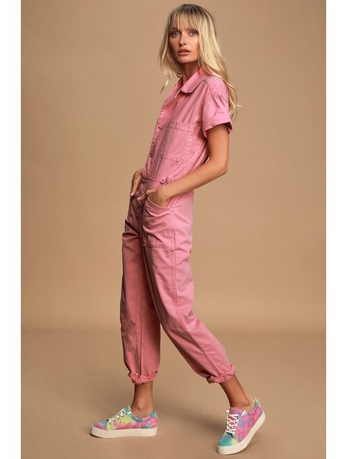 Pistola Grover Washed Pink Utility Jumpsuit