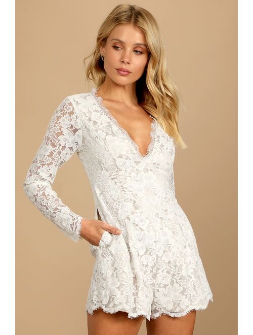 Lulus Express Your Love White Lace Long Sleeve Romper