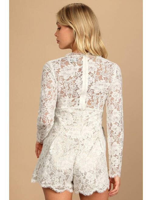 Lulus Express Your Love White Lace Long Sleeve Romper