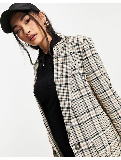 ASOS DESIGN longline perfect blazer in multi plaid