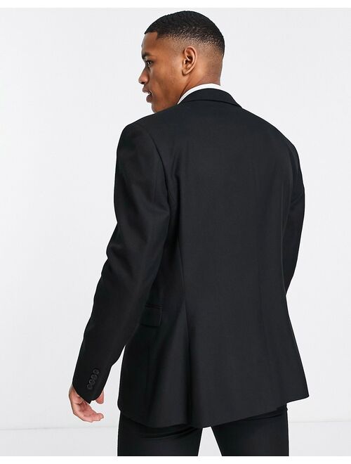 Topman slim suit jacket in black