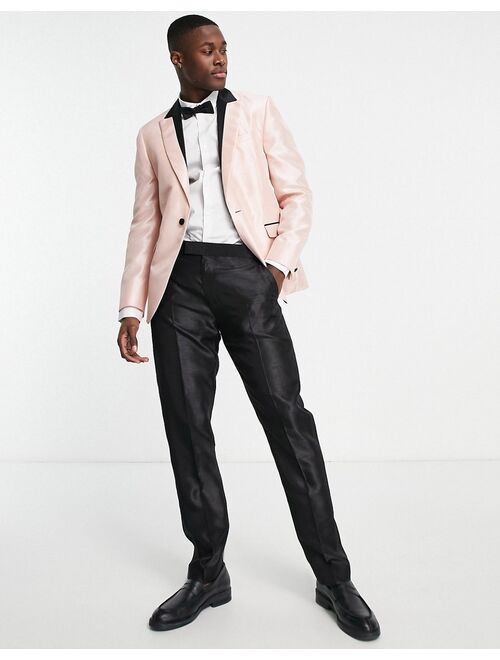 Topman slim single breasted blazer in pink