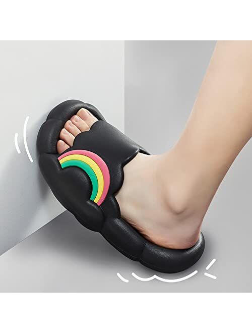 Cute Cloud Slides Slippers for Women Men, Mukinrch Funny Bubble Slides Sandals Non-Slip Spa Gym Slippers Ultra Soft Platform House Shower Slippers