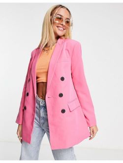 double breasted dad blazer in hot pink