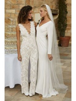Enamored With You White Lace Wide-Leg Jumpsuit
