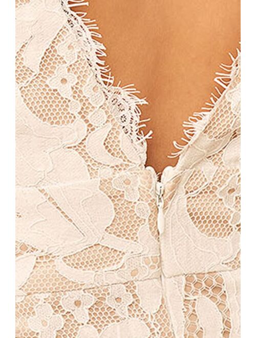 Lulus Enamored With You White Lace Wide-Leg Jumpsuit