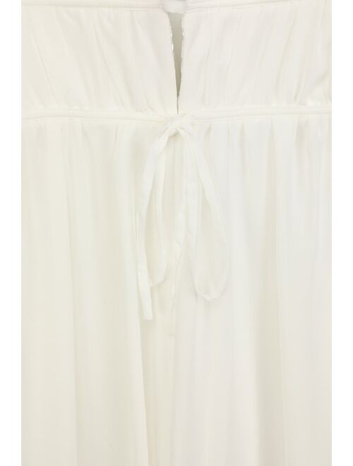 Lulus Our Love Song White Ruffled Wide-Leg Jumpsuit