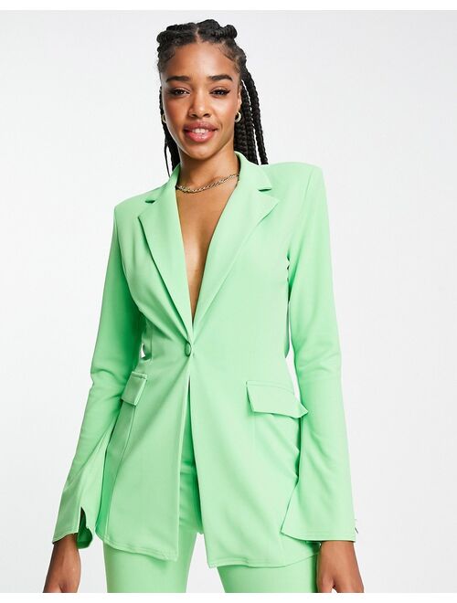 ASOS Tall ASOS DESIGN Tall jersey split sleeve tux suit blazer in summer green