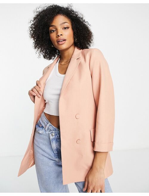 Stradivarius double breasted blazer in washed brick