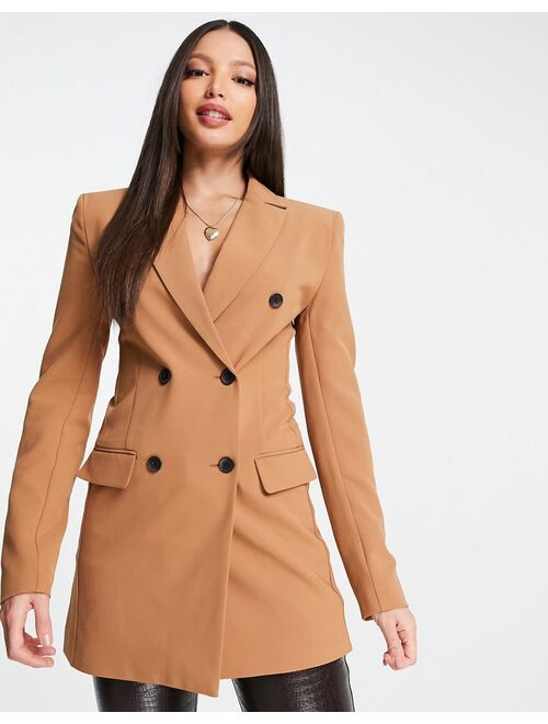 ASOS Tall ASOS DESIGN Tall double breasted blazer in tan