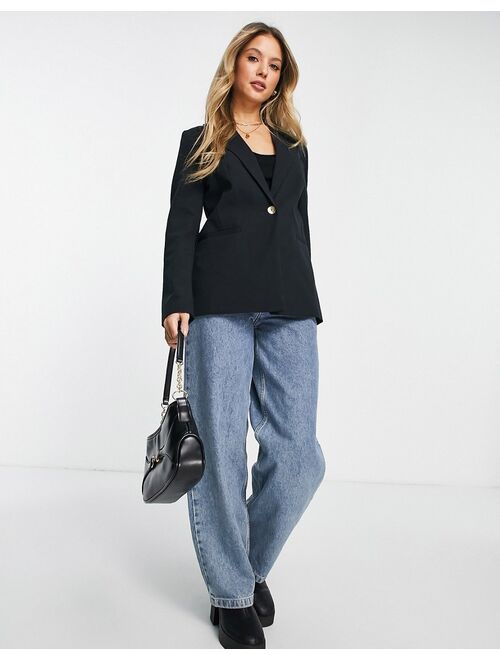 Miss Selfridge cut out back blazer in black