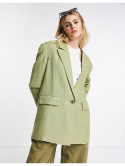 relaxed oversized single breasted blazer in sage
