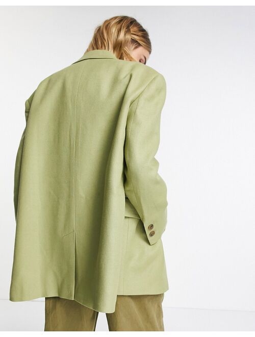 Topshop relaxed oversized single breasted blazer in sage