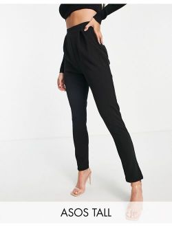 ASOS Tall ASOS DESIGN Tall jersey tapered suit pants in black