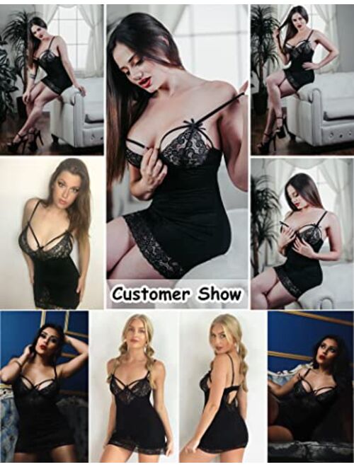 Avidlove Women Chemises Lingerie Lace Babydoll Sleepwear Sexy Full Slips Mini Dress