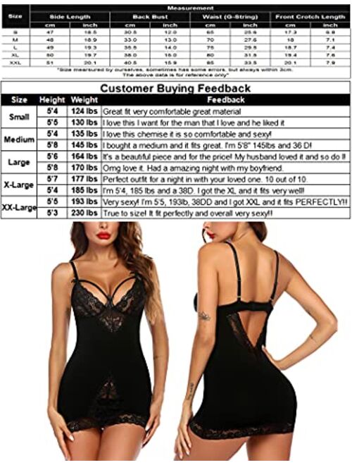 Avidlove Women Chemises Lingerie Lace Babydoll Sleepwear Sexy Full Slips Mini Dress