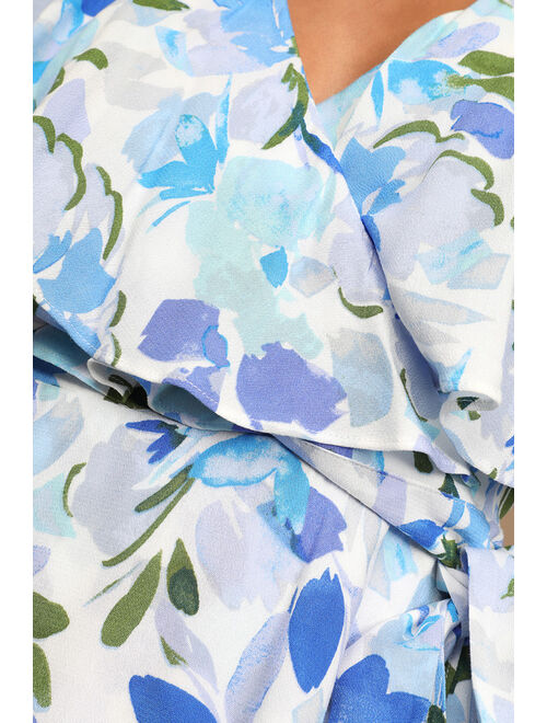 Lulus Prime Inspiration Ivory Multi Floral Print Cutout Skort Romper