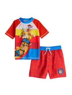 Toddler Boy Paw Patrol Rashguard & Swim Trunks Set