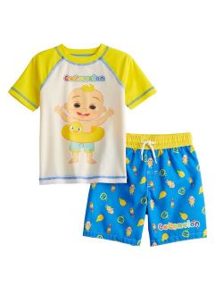 Toddler Boy Cocomelon Rashguard & Swim Trunks Set