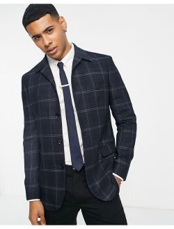 Selected Homme slim fit suit jacket in navy check