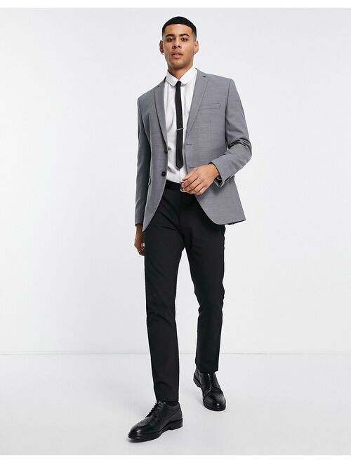 Jack & Jones Premium super slim fit stretch wool mix suit jacket in gray