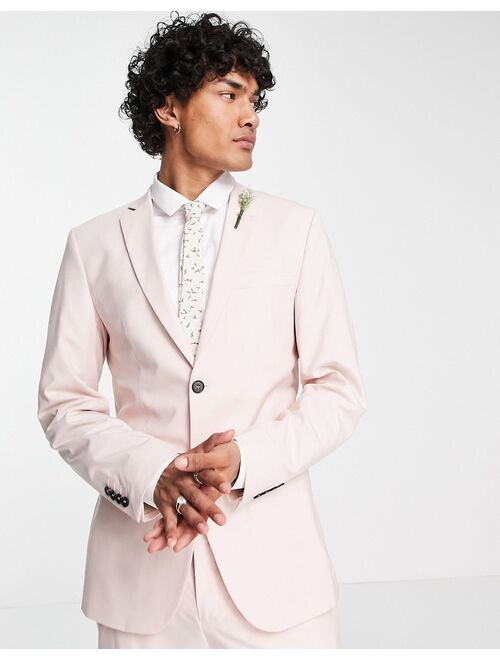 Selected Homme slim fit suit jacket in dusty pink