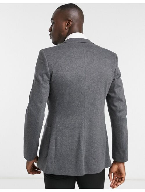 ASOS DESIGN Tall super skinny jersey blazer in charcoal