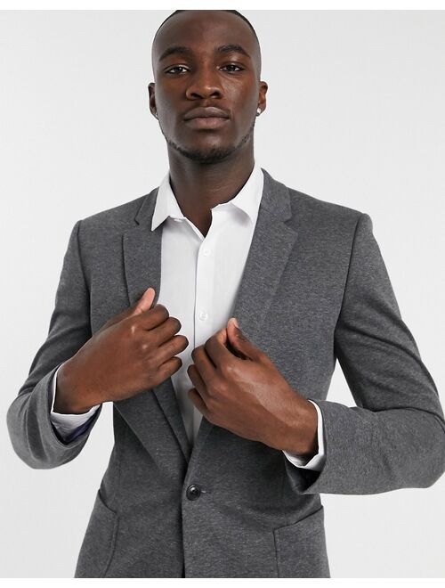 ASOS DESIGN Tall super skinny jersey blazer in charcoal