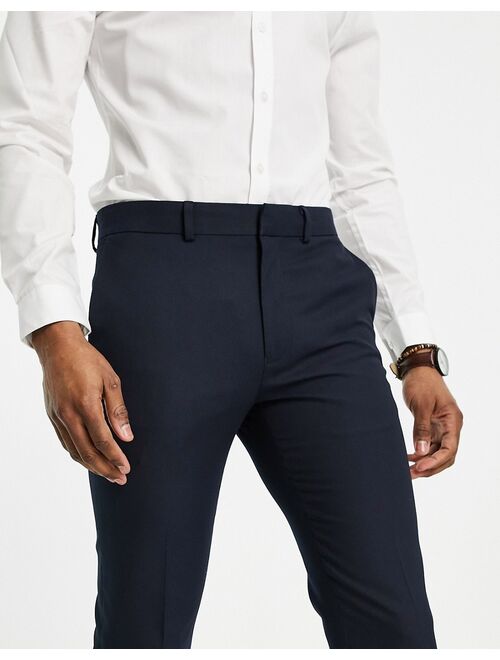 Topman skinny textured suit pants in navy