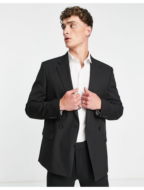 River Island double breasted jacket in black