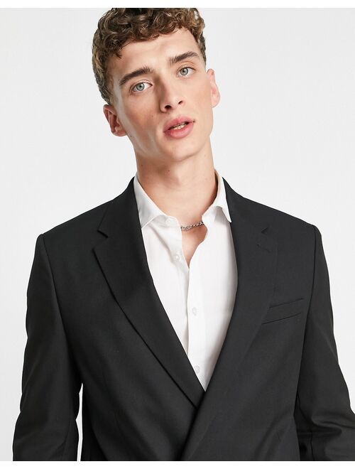 River Island double breasted jacket in black