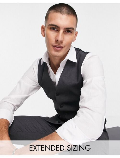 ASOS DESIGN slim suit vest in charcoal