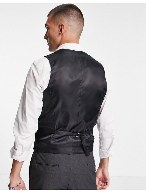 ASOS DESIGN slim suit vest in charcoal