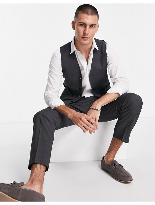 ASOS DESIGN slim suit vest in charcoal