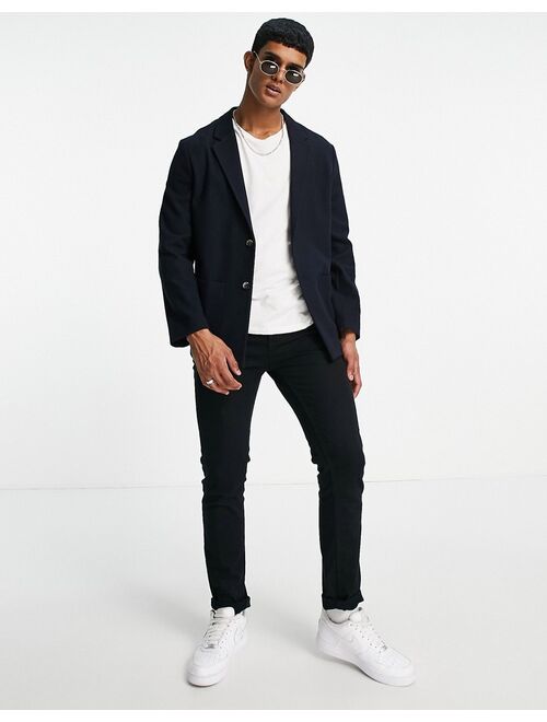 River Island relaxed blazer in navy
